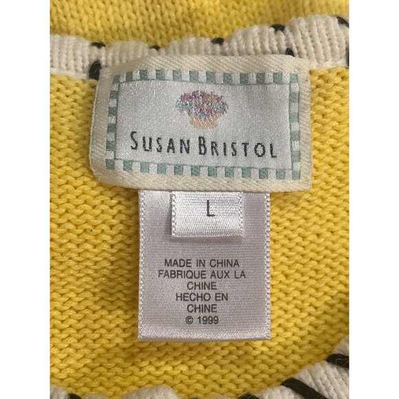 Susan Bristol Yellow Daisy Embroidered Cardigan Sweater | Large | Vintage Cottag - Picture 6 of 9